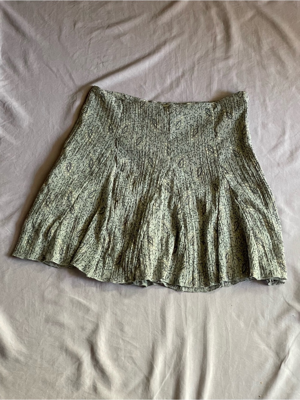 H&M Floral Paisley Pleated Mini Skort Light Blue Gray US 2